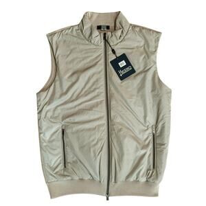 NWT Herno Men's Gilet Mixed Media Zippered Vest Knit Padded Beige/Tan Size 52